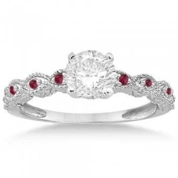 Antique Ruby Engagement Ring and Wedding Ring 14k White Gold (0.36ct)