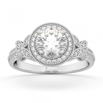Halo Diamond Butterfly Engagement Ring
