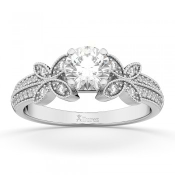 Butterfly Milgrain Diamond Engagement Ring