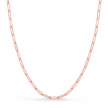 Handmade Elongated Paperclip Link Chain Necklace 14k Rose Gold