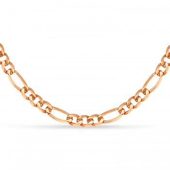 Figaro Chain Necklace With Lobster Lock 14k Rose Gold