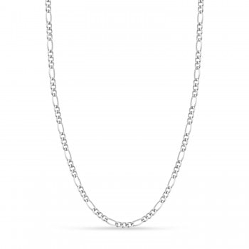 Figaro Chain Necklace With Lobster Lock 14k White Gold