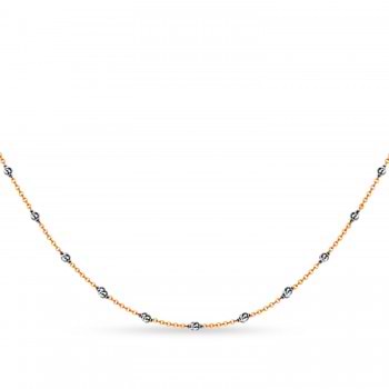 Cable Chain Necklace With Beads 14k Rose Gold