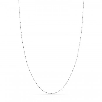 Cable Chain Necklace With Beads 14k White Gold