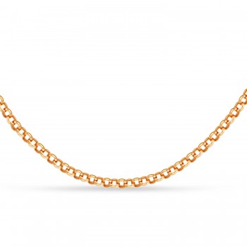 Hollow Rolo Chain Necklace 14k Rose Gold