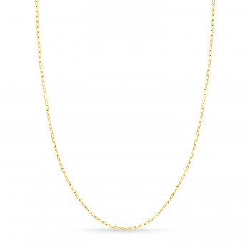 Paperclip Link Chain Necklace With Lobster Lock 14k Yellow Gold