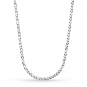 Large Franco Chain Necklace With Lobster Lock 14k White Gold