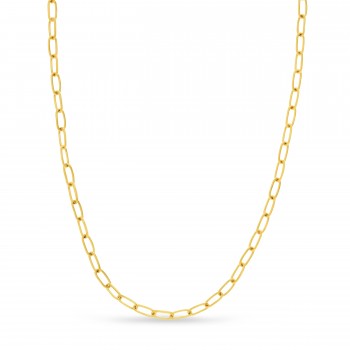 Large Paperclip Link Chain Necklace With Lobster Lock 14k Yellow Gold