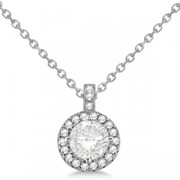 Round-Cut Halo Diamond Pendant Necklace