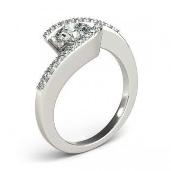Diamond Accented Tension Set Engagement Ring