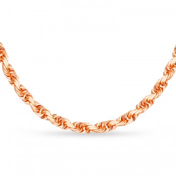 Rope Chain Necklace With Lobster Lock 14k Rose Gold