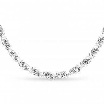Rope Chain Necklace With Lobster Lock 14k White Gold