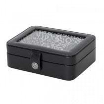 Women's Jewelry Box and Travel Case, 3 Compartments, Ring Roll, Black