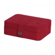 Red Fabric Jewelry Box with Lift Out Tray, Ring Rolls, Home/Travel