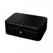 Black Faux Leather Jewelry Box, 48 Sections, Inside Mirror Jewel Case