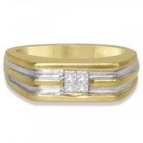 Men's Princess Cut Invisible Set Wedding Band in 14k Two Tone Gold (0.29ct)
