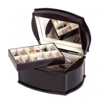 Wooden Jewelry Box in a Java Finish. Classic Dresser Top Jewel Chest