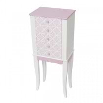 Girl's First Jewelry Armoire w/ Pink & White Scroll Pattern Drawers