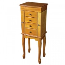 Classic, French Provincial Style Wooden Jewelry Armoire in Oak Finish