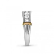 Designer Carved 7 Stone Diamond Ring Band Platinum & 18k Gold (1.08ct)