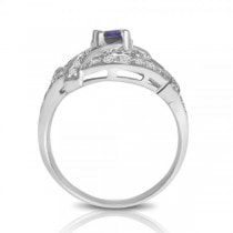 Blue Sapphire & Diamond Filigree Fashion Ring 18k White Gold (0.71ct)