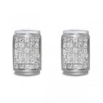 Invisible Diamond Stud Earrings in 14k White Gold (0.86ct)