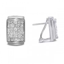 Invisible Diamond Stud Earrings in 14k White Gold (0.86ct)