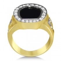 Diamond Accented Black Onyx Ring in 14k Yellow Gold (0.25ct)
