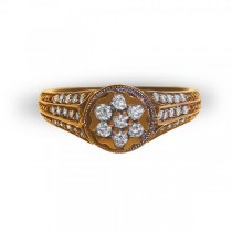 Floral Cluster Diamond Ring with Side Stones in 14k Rose Gold (0.40ct)