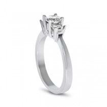 Diamond Accented 3 Stone Engagement Ring in 18k White Gold (1.00ct)