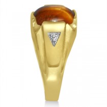 Diamond Tiger Eye Engagement Ring in 14k Yellow Gold (4.45ct)