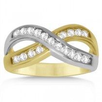 Diamond Accented Twisted Wedding Band in 14k Two Tone Gold (0.50ct)