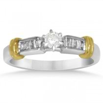Diamond Accented Baguette Bridal Set in 14k Two Tone Gold (0.36ct)