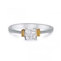 Invisible-Set Diamond Engagement Ring Two Tone 14k Gold (0.25ct)