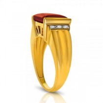Square Genuine Garnet and Diamond Ring for Men 14k Yellow Gold 6.20ctw