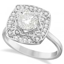 Diamond Accented Floral Bridal Set in 14k White Gold (1.20ct)