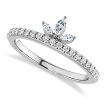 Diamond Stackable Crown Ring/Wedding Band 14k White Gold (0.38ct)