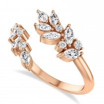 Diamond Bypass Ring/Wedding Band 14k Rose Gold (0.85ct)