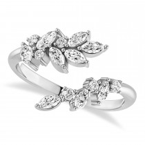 Diamond Bypass Ring/Wedding Band 14k White Gold (0.85ct)