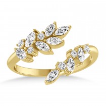 Diamond Bypass Ring/Wedding Band 14k Yellow Gold (0.85ct)