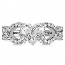 Heart Shaped Diamond Engagement Ring Twisted 14k White Gold (1.46ct)