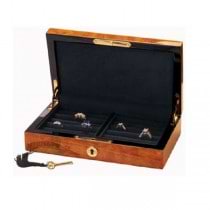 Exquisite Bubinga Burl Wood Cufflinks / Rings Collectors Box