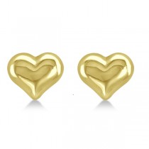 Petite Style Puffed Heart Earrings Crafted in 14k Yellow Gold