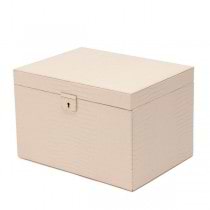 WOLF Designs Large Jewelry Box in Blush Leather w/ 15 Compartments