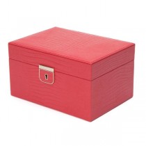 WOLF Palermo Small Jewelry Box in Coral Leather w/ 4 Compartments