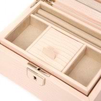 WOLF Designs Small Jewelry Box in Blush Leather w/ 4 Compartments