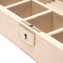 WOLF Palermo Medium Jewelry Box in Blush Leather w/ 6 Compartments