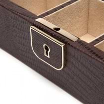 WOLF Palermo Medium Jewelry Box in Brown Leather w/ 6 Compartments