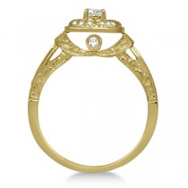 Double Halo Diamond Engagement Ring & Band Set 14K Y. Gold 0.57ct