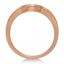 Ladies Micro Pave Diamond V Shaped Wedding Ring 14K Rose Gold 0.16ct